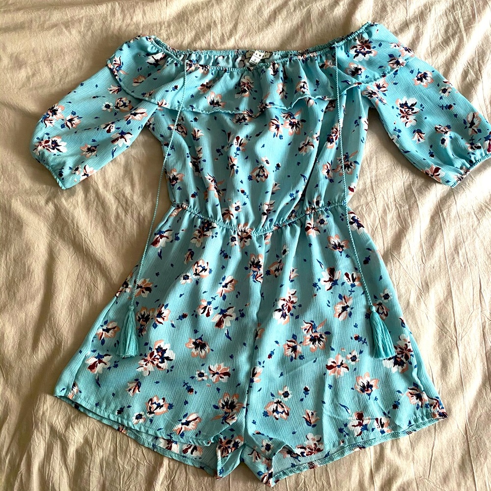 Blue floral romper